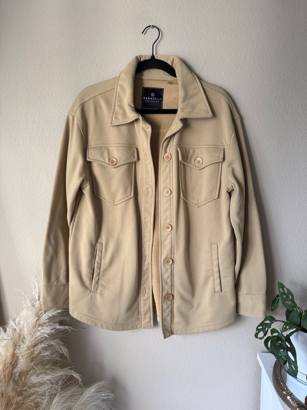 Bagatelle Tan Yellow Oversized Shirt Jacket Shacket Button Down